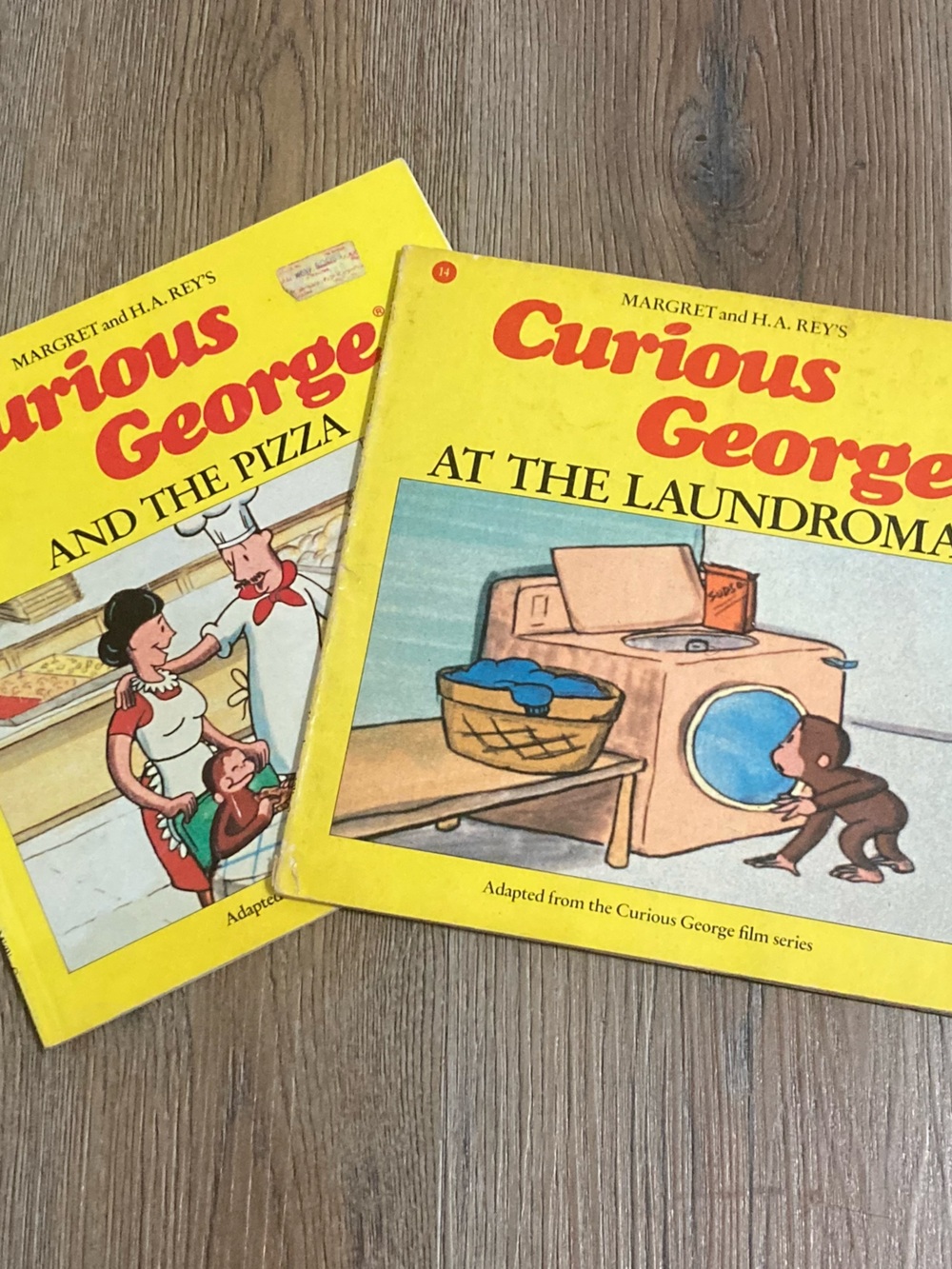 #7 & 14 Curious George Children's Books (Set of 2) At the Laundromat and Pizza